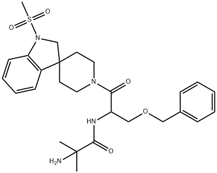 Propanamide, 2-amino-N-[2-[1,2-dihydro-1-(methylsulfonyl)spiro[3H-indole-3,4'-piperidin]-1'-yl]-2-oxo-1-[(phenylmethoxy)methyl]ethyl]-2-methyl- 结构式