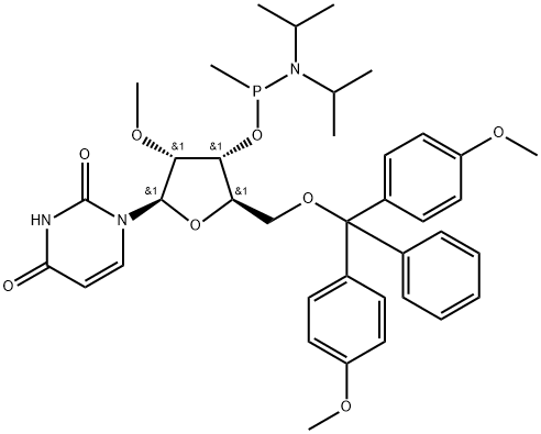 5’-O-DMTr-2’-OMeU-methyl phosphonamidite 结构式