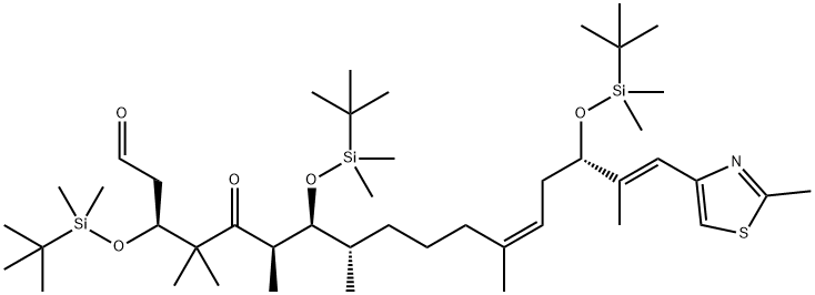 12,16-Heptadecadienal, 3,7,15-tris[[(1,1-dimethylethyl)dimethylsilyl]oxy]-4,4,6,8,12,16-hexamethyl-17-(2-methyl-4-thiazolyl)-5-oxo-, (3S,6R,7S,8S,12Z,15S,16E)- 结构式