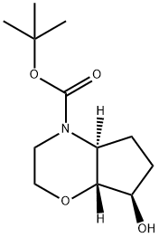 (4AS,7R,7AR)-叔-丁基 7-羟基六氢环戊二烯并[B][1,4]噁嗪-4(4AH)-甲酸基酯 结构式