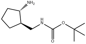 Carbamic acid, N-[[(1R,2S)-2-aminocyclopentyl]methyl]-, 1,1-dimethylethyl ester 结构式