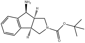 Indeno[1,2- c ]pyrrole-2(1 H )-carboxylic acid, 8-
amino-3,3a,8,8a-tetrahydro-, 1,1-dimethylethyl
ester, (3aR ,8S ,8aR )- 结构式