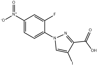 1-(2-fluoro-4-nitrophenyl)-4-iodo-1H-pyrazole-3-carboxylic acid 结构式