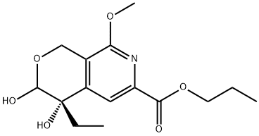 1H-Pyrano[3,4-c]pyridine-6-carboxylic acid, 4-ethyl-3,4-dihydro-3,4-dihydroxy-8-methoxy-, propyl ester, (4S)- 结构式