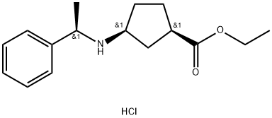(1R,3S)-Ethyl 3-((r)-1-phenylethylamino)cyclopentanecarboxylate hcl 结构式