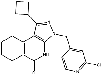 3-((2-氯吡啶-4-基)甲基)-1-环丁基-6,7,8,9-四氢-3H-吡唑并[3,4-C]异喹啉-5(4H)-酮 结构式