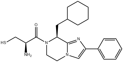 1-Propanone, 2-amino-1-[(8S)-8-(cyclohexylmethyl)-5,6-dihydro-2-phenylimidazo[1,2-a]pyrazin-7(8H)-yl]-3-mercapto-, (2R)- 结构式
