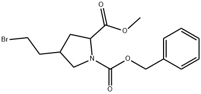 1,2-Pyrrolidinedicarboxylic acid, 4-(2-bromoethyl)-, 2-methyl 1-(phenylmethyl) ester 结构式