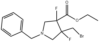 乙基 1-苯甲基-4-(溴甲基)-3,4-二氟吡咯烷-3-甲酸基酯 结构式