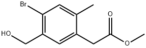 Benzeneacetic acid, 4-bromo-5-(hydroxymethyl)-2-methyl-, methyl ester 结构式