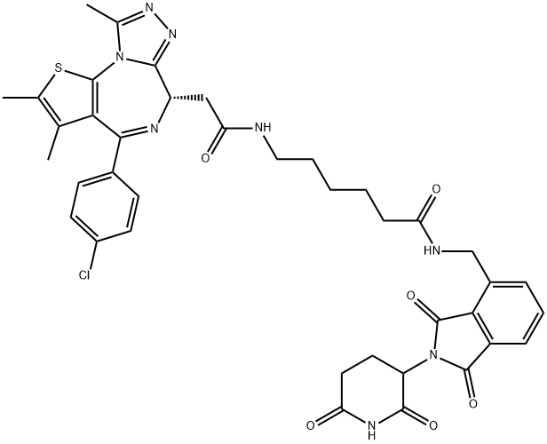 6H-Thieno[3,2-f][1,2,4]triazolo[4,3-a][1,4]diazepine-6-acetamide, 4-(4-chlorophenyl)-N-[6-[[[2-(2,6-dioxo-3-piperidinyl)-2,3-dihydro-1,3-dioxo-1H-isoindol-4-yl]methyl]amino]-6-oxohexyl]-2,3,9-trimethyl-, (6S)- 结构式