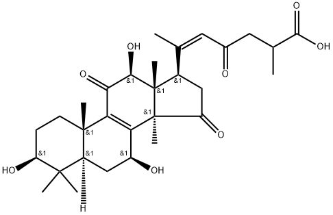 (3β,7β,12β,20Z )- 3,7,12- trihydroxy-11,15,23-trioxo-lanost-8,20-dien-26-oic acid 结构式