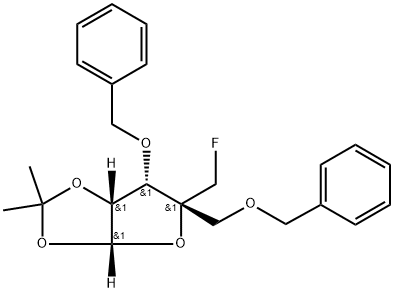 (3aR,5R,6S,6aR)-6-(benzyloxy)-5-((benzyloxy)methyl)-5-(fluoromethyl)-2,2-dimethyltetrahydrofuro[2,3-d][1,3]dioxole 结构式
