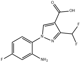 1-(2-amino-4-fluorophenyl)-3-(difluoromethyl)-1H-pyrazole-4-carboxylic acid 结构式