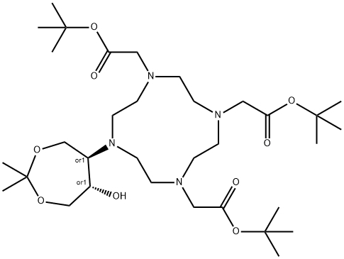 Rel-1,4,7-Tris(1,1-dimethylethyl) Ester 10-[(5R,6S)-6-Hydroxy-2,2-dimethyl-1,3-dioxepan-5-yl]-1,4,7,10-tetraazacyclododecane-1,4,7-triacetic Acid 结构式