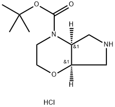 tert-butyl cis-3,4a,5,6,7,7a-hexahydro-2H-pyrrolo[3,4-b][1,4]oxazine-4-carboxylate hydrochloride 结构式