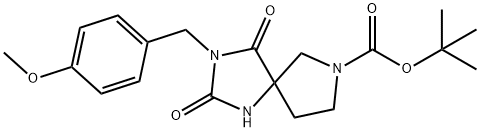 叔-丁基 3-(4-甲氧苄基)-2,4-二氧亚基-1,3,7-三氮杂螺[4.4]壬烷-7-甲酸基酯 结构式