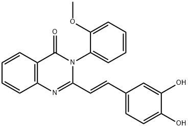 (E)-2-(3,4-二羟基苯乙烯基)-3-(2-甲氧基苯基)喹唑啉-4(3H)-酮 结构式