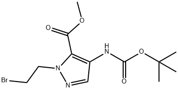 1-(2-溴乙基)-4-((叔丁氧基羰基)氨基)-1H-吡唑-5-羧酸甲酯 结构式