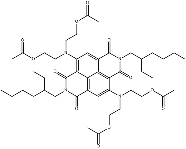 ((2,7-双(2-乙基己基)-1,3,6,8四氧代1,2,3,6,7,8-六氢苯并[LMN][3,8]菲咯啉-4,9-二基)二(氮烷三基))四(乙烷-2,1-二基)四乙酸 结构式
