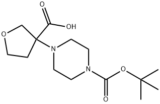 3-(4-(叔丁氧基羰基)哌嗪-1-基)四氢呋喃-3-甲酸 结构式