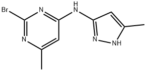 2-溴-6-甲基-N-(5-甲基-1H-吡唑-3-基)嘧啶-4-胺 结构式