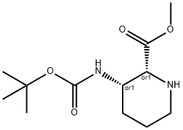 rel-Methyl (2R,3S)-3-((tert-butoxycarbonyl)amino)piperidine-2-carboxylate 结构式