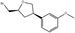 (2S,4R)-2-(溴甲基)-4-(3-甲氧基苯基)四氢呋喃 结构式