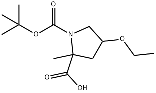 1-(叔丁氧基羰基)-4-乙氧基-2-甲基吡咯烷-2-羧酸 结构式