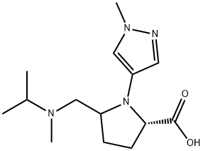 5-((异丙基(甲基)氨基)甲基)-1-(1-甲基-1H-吡唑-4-基)吡咯烷-2-甲酸 结构式