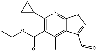 6-环丙基-3-甲酰基-4-甲基异噻唑并[5,4-B]吡啶-5-甲酸乙酯 结构式