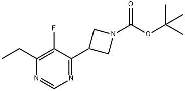 3-(6-乙基-5-氟嘧啶-4-基)氮杂环丁烷-1-甲酸叔丁酯 结构式