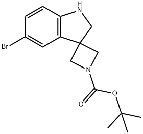 5'-溴-1',2'-二氢螺[氮杂环丁烷-3,3'-吲哚]-1-羧酸叔丁酯 结构式