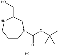 叔丁基-3-(羟甲基)-1,4-二氮杂环庚烷-1-羧酸酯 盐酸盐 结构式