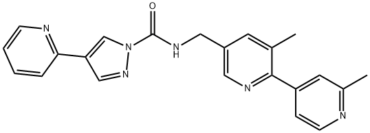 N-((2',3-二甲基-[2,4'-联吡啶]-5-基)甲基)-4-(吡啶-2-基)-1H-吡唑-1-甲酰胺 结构式