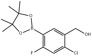 (2-氯-4-氟-5-(4,4,5,5-1,3,2-二氧杂硼硼烷-2-基四甲基)苯基)甲醇 结构式