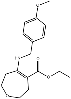 乙基 5-((4-甲氧苄基)氨基)-2,3,6,7-四氢噁庚英-4-甲酸基酯 结构式