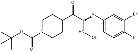 N-(3-溴-4-氟苯基)-N'-羟基-2-(1-BOC-4-哌啶基)-2-氧代乙脒 结构式