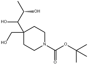 1-Piperidinecarboxylic acid, 4-[(2S)-1,2-dihydroxypropyl]-4-(hydroxymethyl)-, 1,1-dimethylethyl ester 结构式