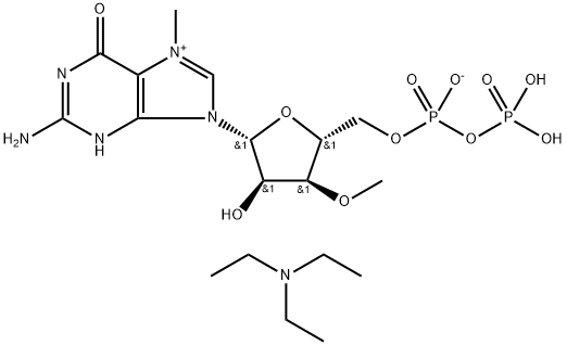 GUANOSINE 5'-(TRIHYDROGEN DIPHOSPHATE), 7-METHYL-3'-O-METHYL-, INNER SALT, COMPD. WITH N,N-DIETHYLETHANAMINE 结构式
