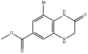 8-溴-2-氧代-1,2,3,4-四氢喹喔啉-6-羧酸甲酯 结构式