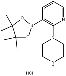 1-(3-(4,4,5,5-四甲基-1,3,2-二氧硼杂环戊烷-2-基)吡啶-2-基)哌嗪二盐酸盐 结构式