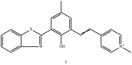 Pyridinium, 4-[2-[3-(2-benzothiazolyl)-2-hydroxy-5-methylphenyl]ethenyl]-1-methyl-, iodide (1:1) 结构式