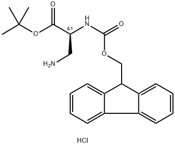 L-Alanine, 3-amino-N-[(9H-fluoren-9-ylmethoxy)carbonyl]-, 1,1-dimethylethyl ester, hydrochloride (1:1) 结构式
