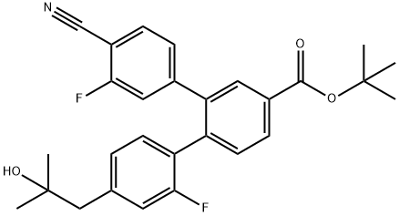 [1,1':2',1''-Terphenyl]-4'-carboxylic acid, 4''-cyano-2,3''-difluoro-4-(2-hydroxy-2-methylpropyl)-, 1,1-dimethylethyl ester 结构式