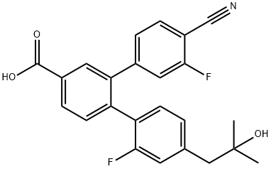 [1,1':2',1''-Terphenyl]-4'-carboxylic acid, 4''-cyano-2,3''-difluoro-4-(2-hydroxy-2-methylpropyl)- 结构式