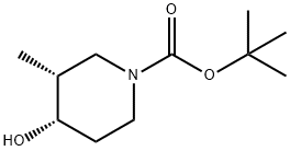 1-Piperidinecarboxylic acid, 4-hydroxy-3-methyl-, 1,1-dimethylethyl ester, (3R,4S)- 结构式