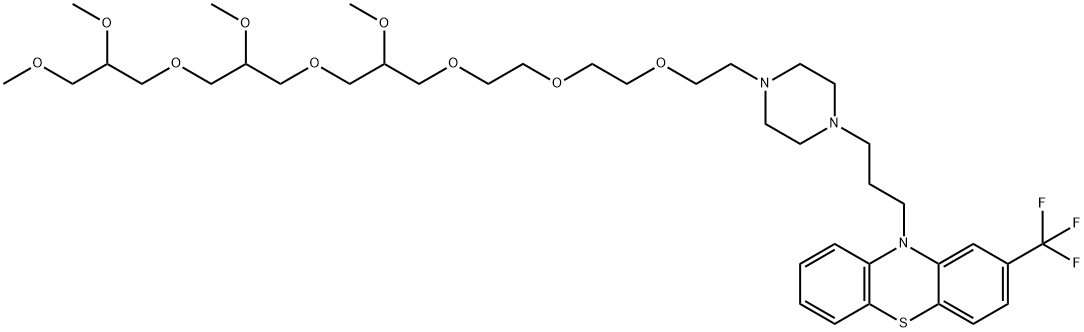 10H-Phenothiazine, 2-(trifluoromethyl)-10-[3-[4-(11,15,19-trimethoxy-3,6,9,13,17,21-hexaoxadocos-1-yl)-1-piperazinyl]propyl]- 结构式