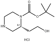 (R)-2-(2-羟乙基)哌嗪-1-羧酸叔丁酯盐酸盐 结构式