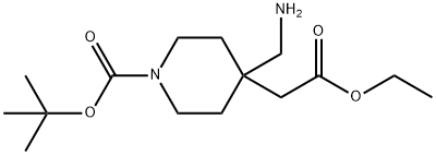 4-(氨基甲基)-4-(2-乙氧基-2-氧代乙基)哌啶-1-羧酸叔丁酯 结构式